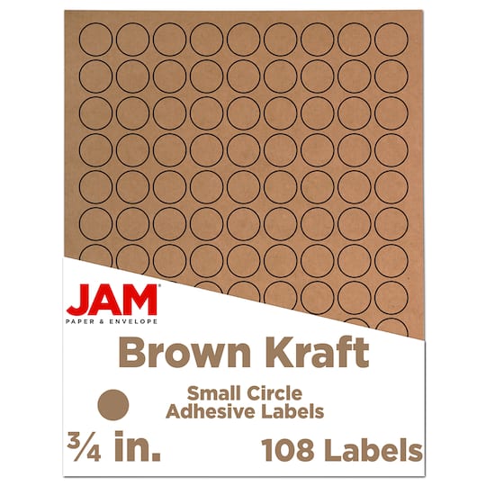 JAM Paper Brown Kraft Circle Label Stickers